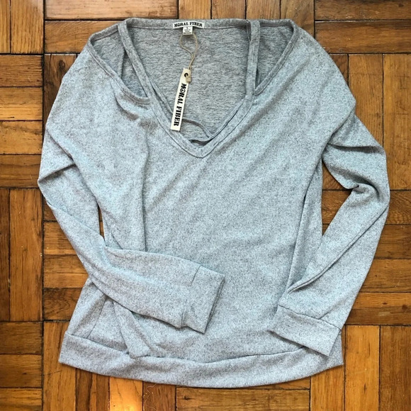 Open shoulder long sleeve sweater grey size large - Picture 5 of 14